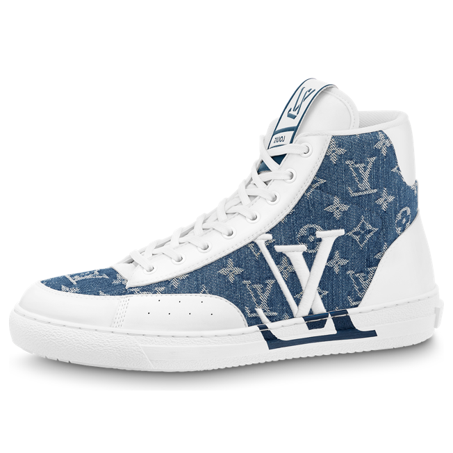 LOUIS VUITTON Charlie Ankle Sneakers 'White with Blue Denim' 1AA47F