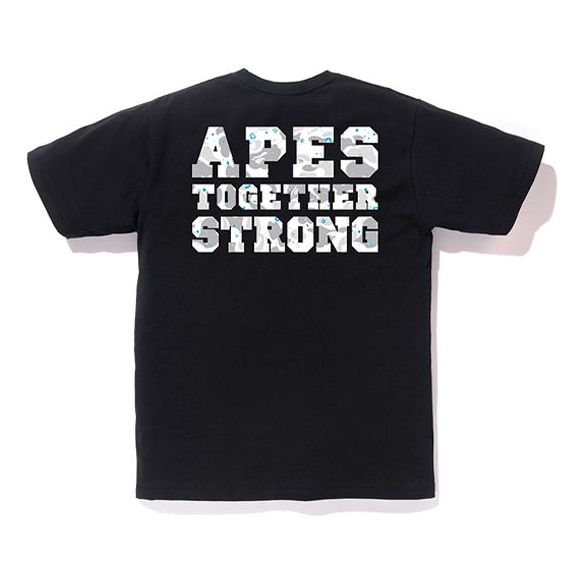 Men's BAPE Back Alphabet Printing Short Sleeve Black 0ZXTEM110035E