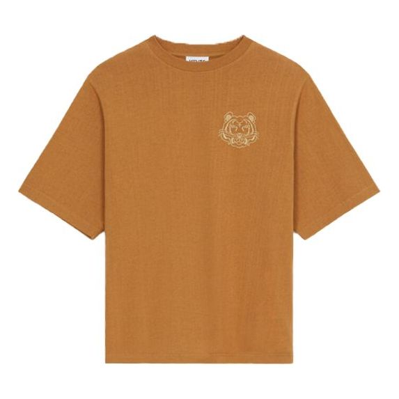 Men's KENZO FW21 Tiger Head Printing Round Neck Short Sleeve Orange T-Shirt FB65TS053401-15