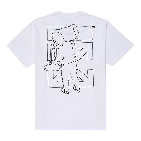 Men's Off-White Logo Pattern Printing White T-Shirt OMAA038E20JER0070110