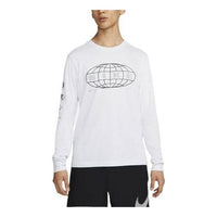 Men's Nike Casual Geometry Pattern Printing Round Neck Pullover Long Sleeves White T-Shirt DR7542-100
