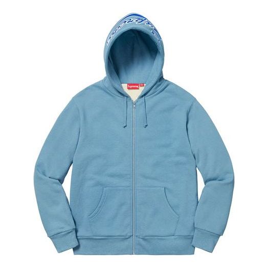 Supreme FW18 Thermal Zip Up Sweatshirt Dusty Blue SUP-FW18-1137