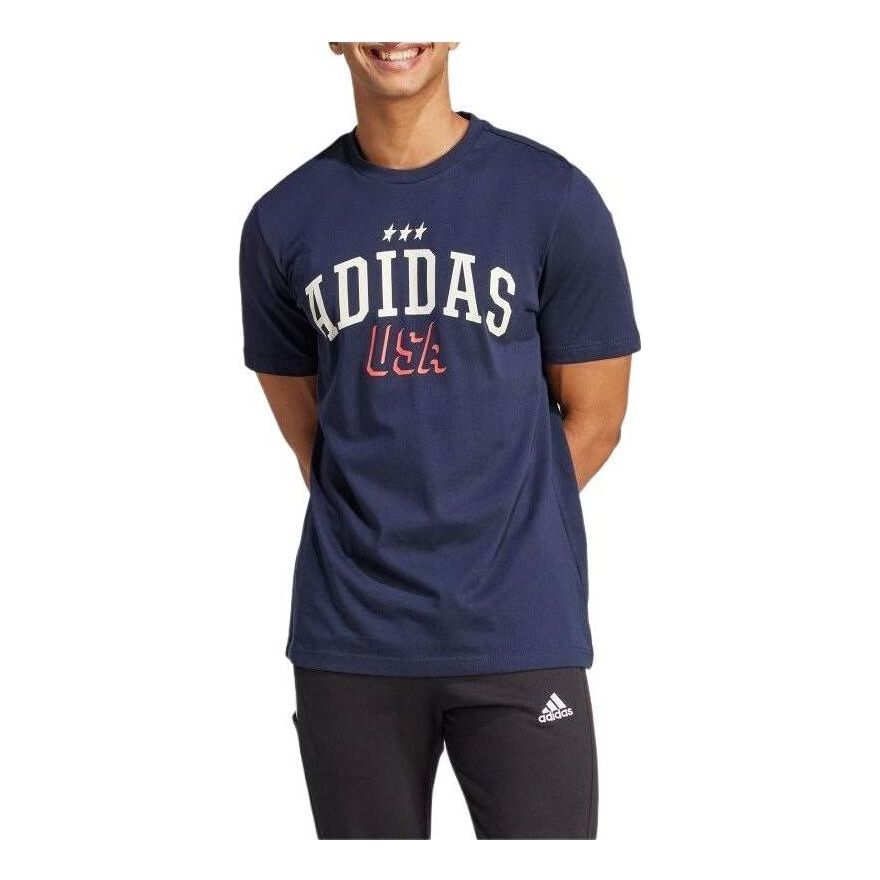 adidas Americana Graphic T-Shirt Asia Sizing 'Navy White' IN6477