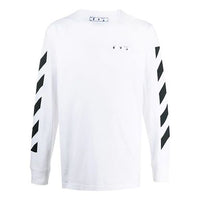 Men's Off-White Printing Long Sleeves White T-Shirt OMAB001F20FAB0050110
