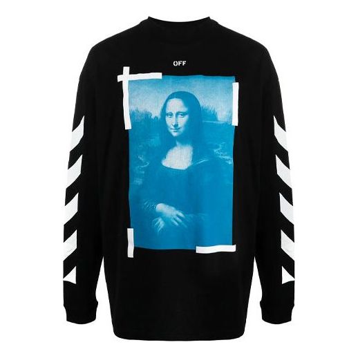 Men's Off-White SS21 Mona Lisa Pattern Pullover Black OMAB032R21JER0011001