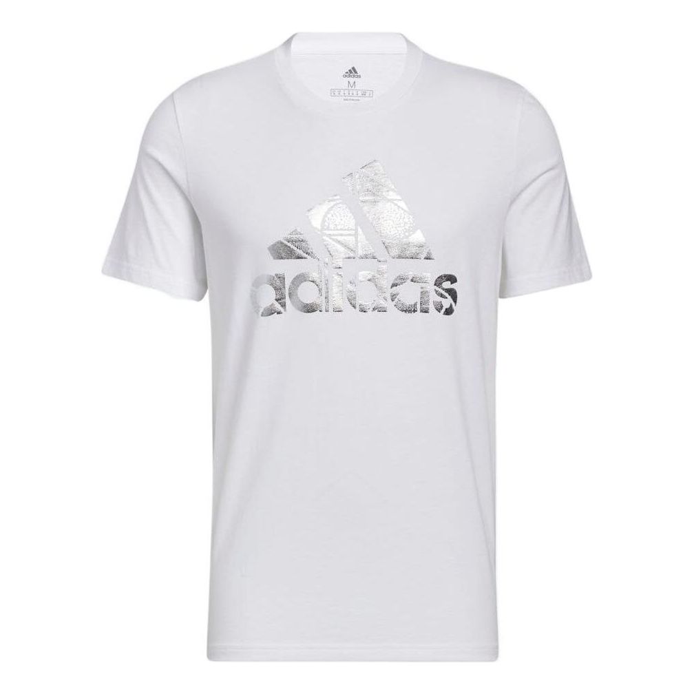 Men's adidas Alphabet Geometry Logo Printing Round Neck Pullover Short Sleeve Japanese Version White T-Shirt HE4791