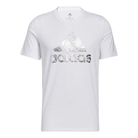Men's adidas Alphabet Geometry Logo Printing Round Neck Pullover Short Sleeve Japanese Version White T-Shirt HE4791