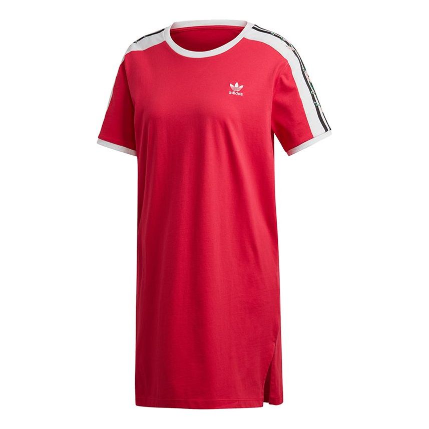 (WMNS) adidas originals Tee Casual Sports Round Neck Short Sleeve Red Dress EH8730