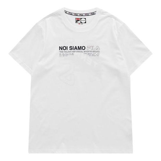 FILA FUSION Creative Alphabet Printing Round Neck Short Sleeve White T61M021110A-WT