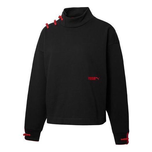 (WMNS) PUMA CNY Stand Collar Pullover Hoodie Black 536180-01