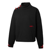(WMNS) PUMA CNY Stand Collar Pullover Hoodie Black 536180-01