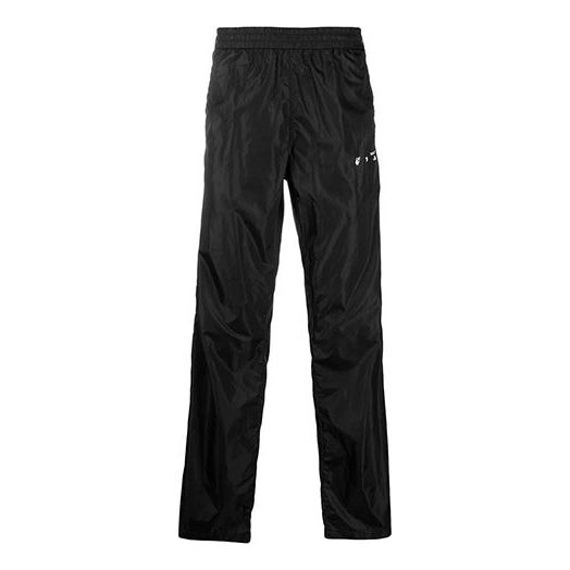 Men's Off-White SS21 Zipper Detail Logo Sports Pants/Trousers/Joggers Black OMCJ003R21FAB0011001