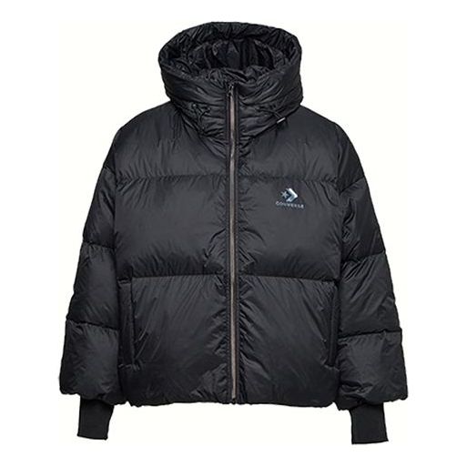 (WMNS) Converse Short Down Fill Puffer Hooded Jacket Asia Sizing 'Black' 10019326-A03