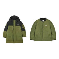 (GS) Skechers Hooded Zip-up 3-In-1 Down Jacket 'Green Black Yellow' L421B019