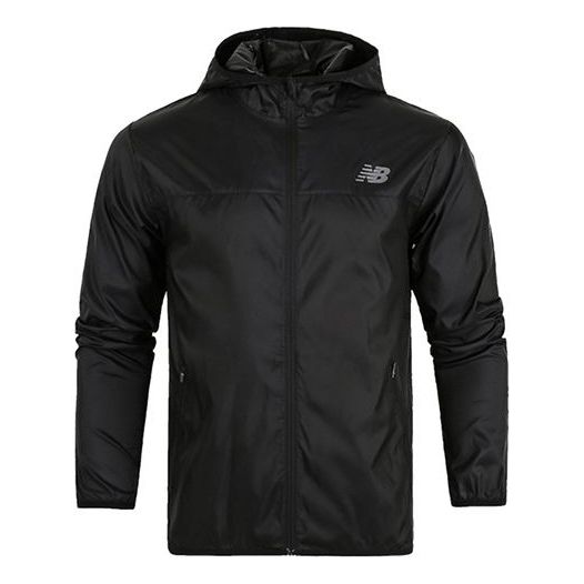 New Balance Men's New Balance Athleisure Casual Sports Running Long Sleeves hooded Woven Jacket Black AMJ71042-BK