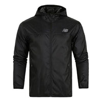 New Balance Men's New Balance Athleisure Casual Sports Running Long Sleeves hooded Woven Jacket Black AMJ71042-BK