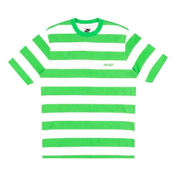 Men's PALACE White Green Stripe Round Neck Short Sleeve 'Green White' P17ES014T