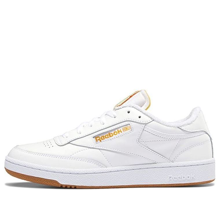 Reebok Club C 85 Stylish Low Top Casual Skate Shoes White Yellow FX1469