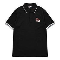 Men's FILA FUSION Logo Printing Embroidered Alphabet Short Sleeve Polo Shirt Black T11M131109F-BK