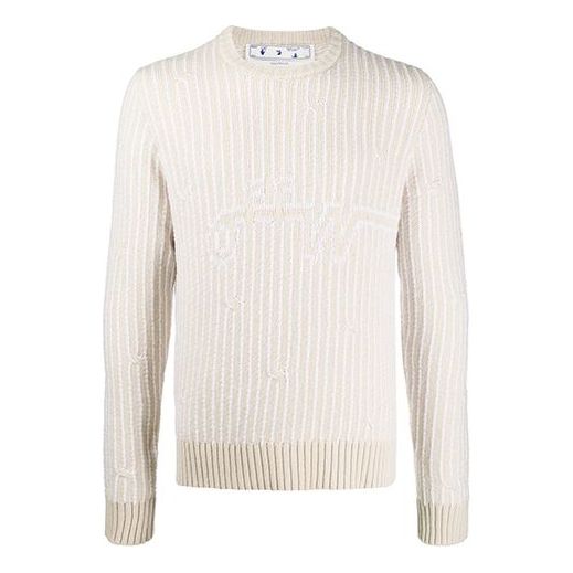 Men's Off-White Round Neck Knit White OMHE043E20KNI0010300