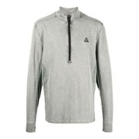 Men's Nike Dri-FIT ADV ACG Chest Brand Logo Embroidered Half Zipper Stand Collar Long Sleeves Gray DM6222-325