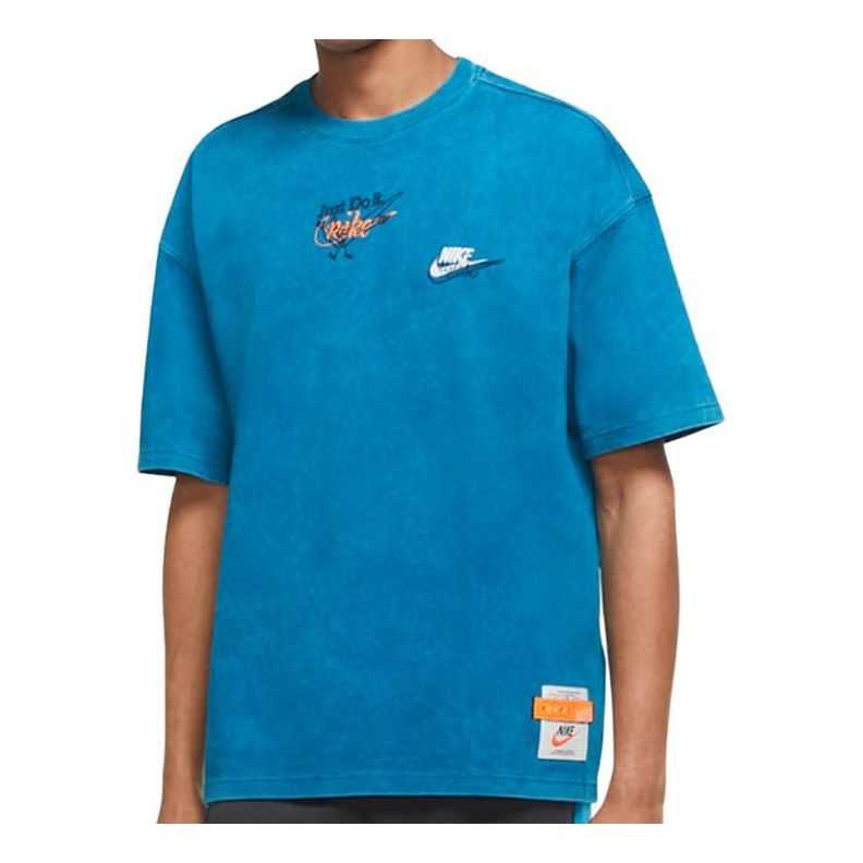 Nike Sportswear Logo Round Neck Short Sleeve Blue DC2729-301