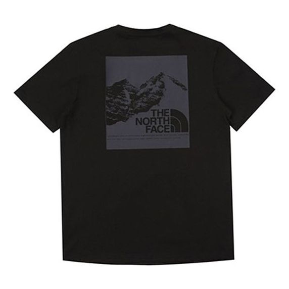 Men's THE NORTH FACE SS20 Snow Mountain Printing Outdoor Round Neck Short Sleeve Black 4NFO-JK3