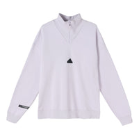 Men's adidas New 1/2-zip Solid Color Small Logo Half Zipper Pullover Stand Collar Long Sleeves Gray HN1942