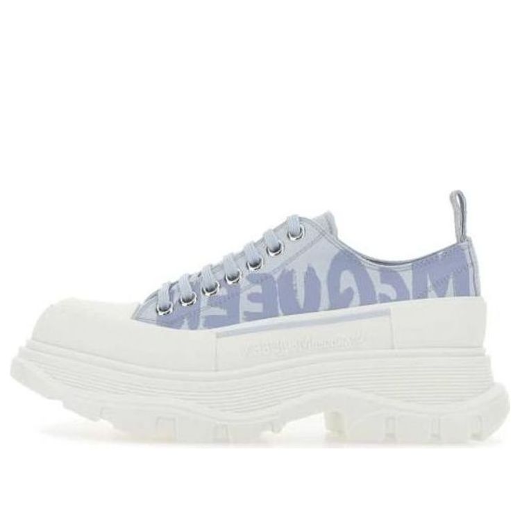 (WMNS) Alexander McQueen Tread Slick Low Lace Up Graffiti Shoes 'Blue White' 708753W4RQ24632
