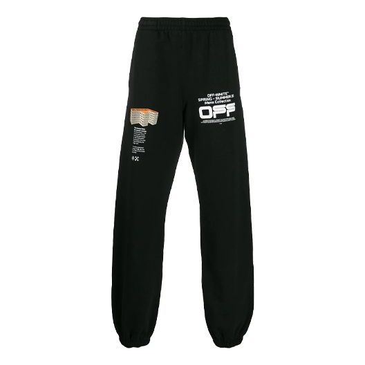 Off-White SS20 Wavy Logo Track Pants For Men Black OMCH020R20E300041001