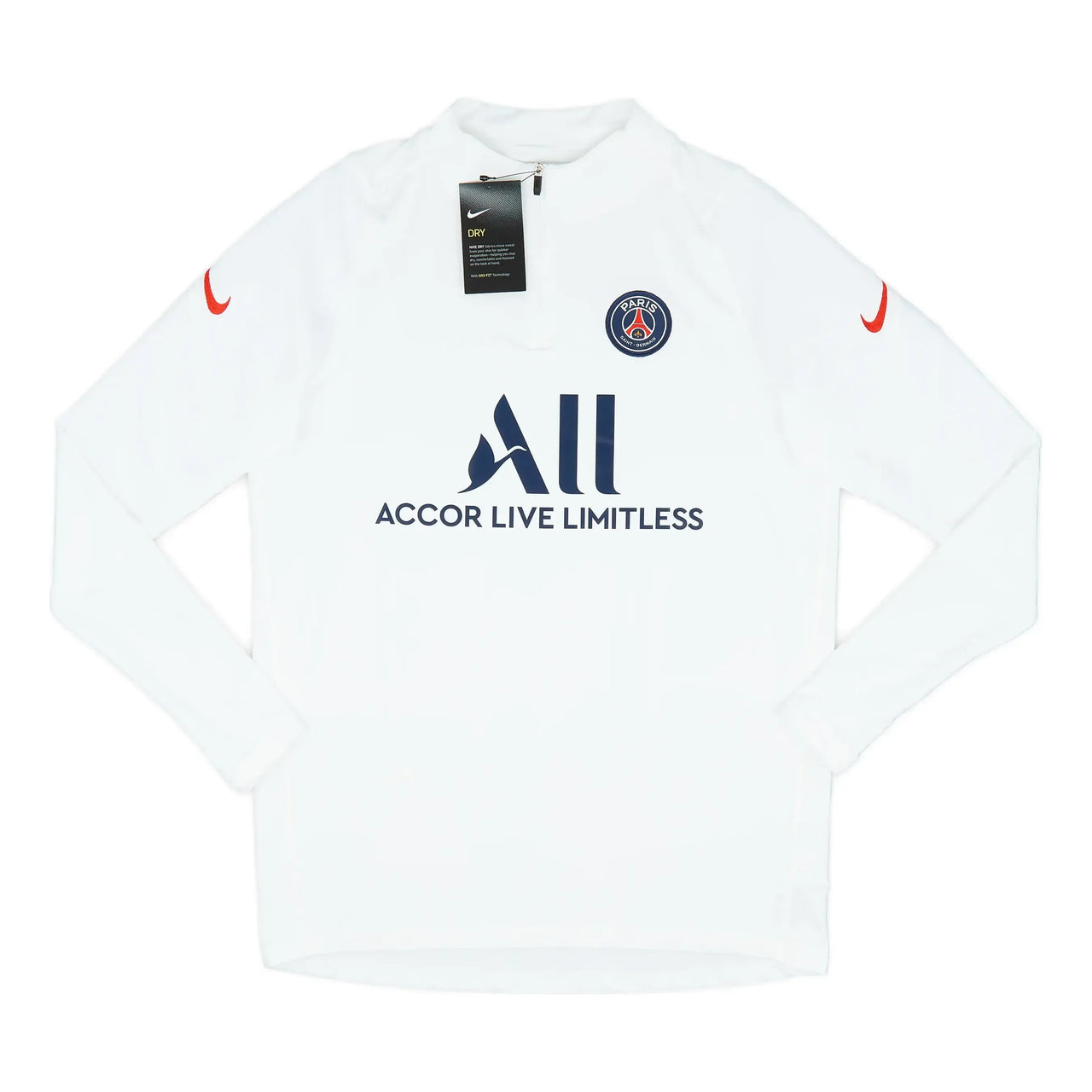 Nike x Paris Saint-Germain 2020-21 Player Issue 1/4 Zip Training Long Sleeve T-shirt 'White' CI5107-103