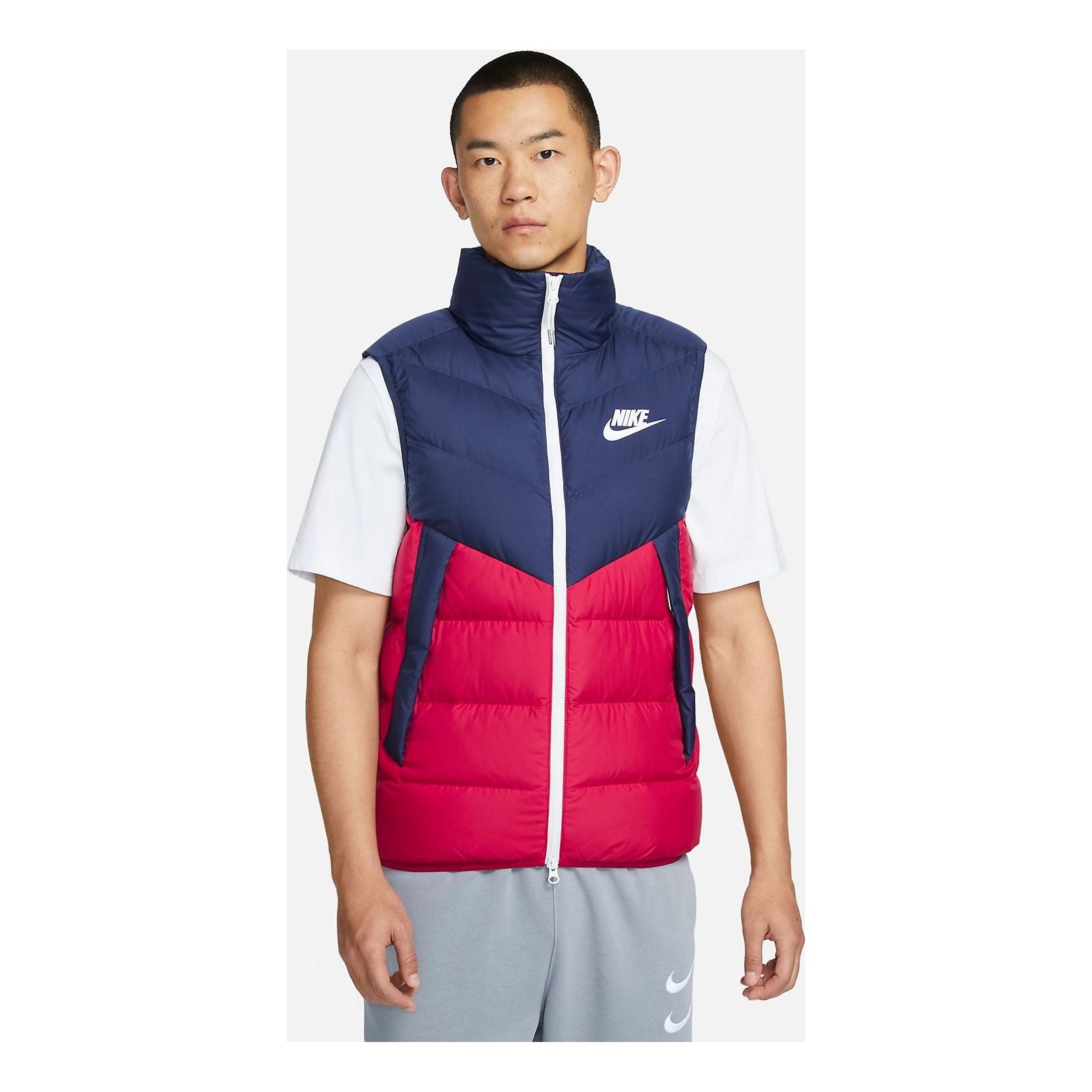 Nike Windproof Warm Stand Collar Down Vest 'Blue Red' DV0757-410