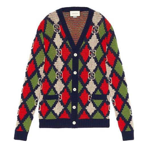 Gucci SS22 GG Rhombus Wool Cardigan 'Blue' 599284-XKA3M-8050
