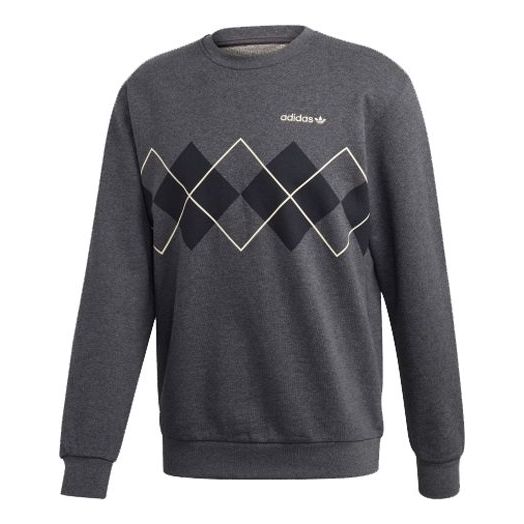 adidas originals Argyle Crewneck Casual Sports Round Neck Sports Gray FM3418