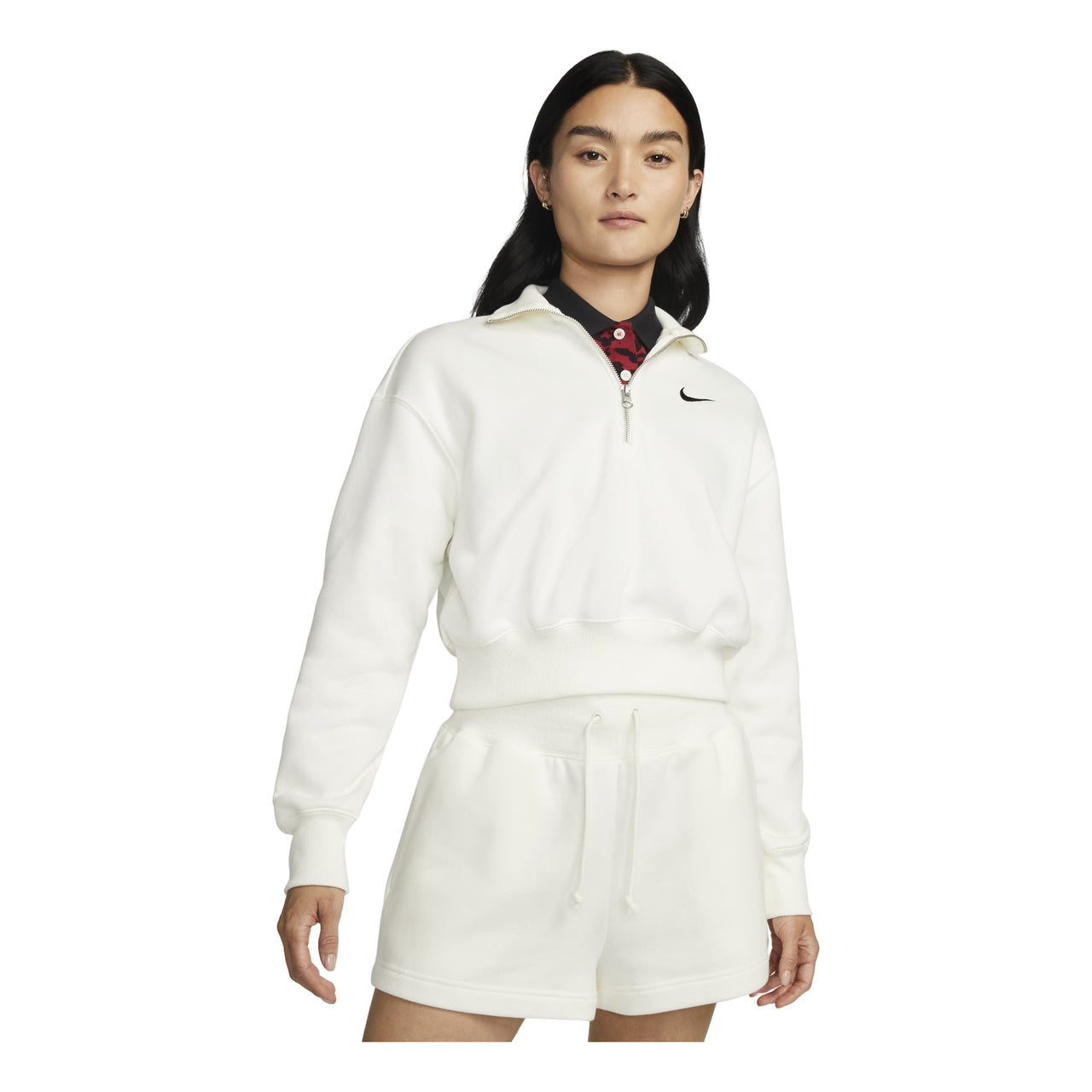 (WMNS) Nike Sportswear Phoenix Fleece 1/2-Zip Cropped Sweatshirt 'White' DQ5768-133