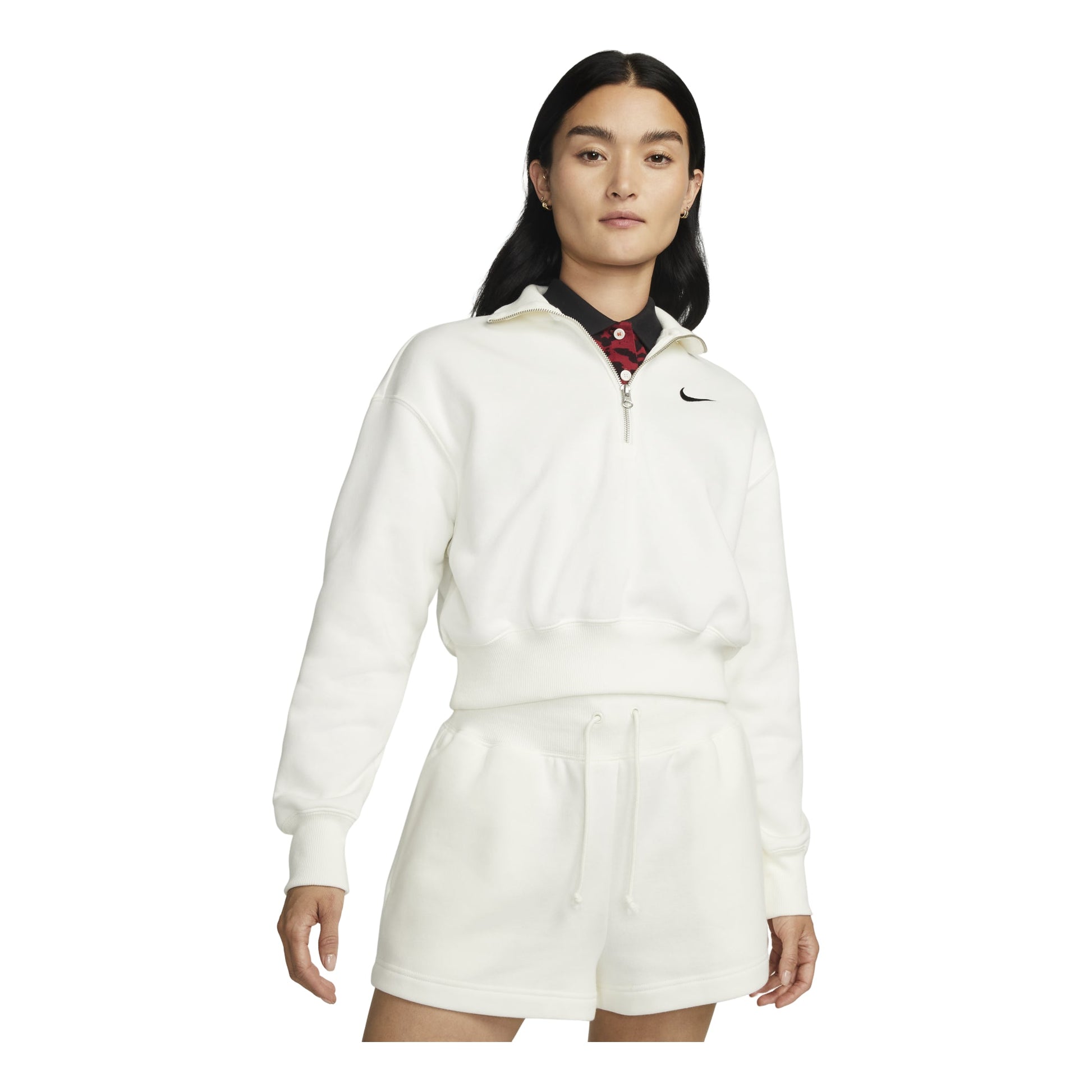 (WMNS) Nike Sportswear Phoenix Fleece 1/2-Zip Cropped Sweatshirt 'White' DQ5768-133
