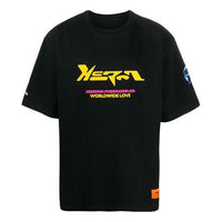 Men's HERON PRESTON Logo Printing Loose Short Sleeve Black HMAA019F20JER0021016