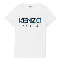 KENZO Multi-Color Logo Embroidered Short Sleeve White F962TS70199001