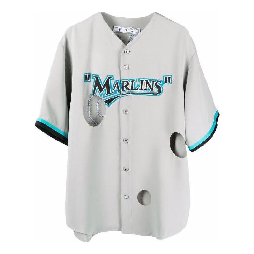 Off-White x New Era x MLB Miami Marlins Shirt 'White Blue Black' OMGA207G21FAB0010910