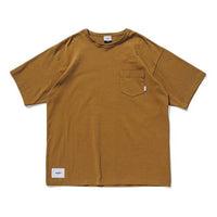 Men's WTAPS Chest Logo Patch Logo Short Sleeve Cream Yellow 201ATDT-CSM02