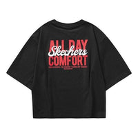 (WMNS) Skechers Casual Graphic Tee 'Black Red' L323W013-0018