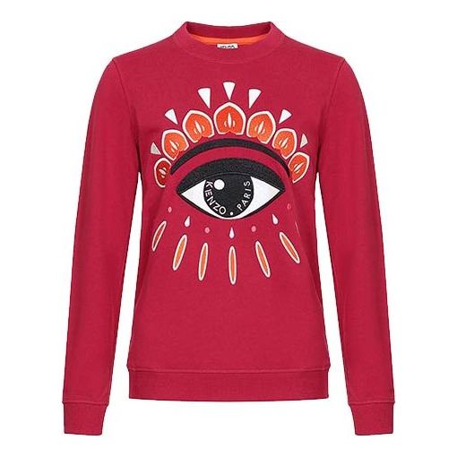 (WMNS) KENZO Eye Pattern Round Neck Long Sleeves Pullover Hoodie Cherry Red F962SW7104XC-22