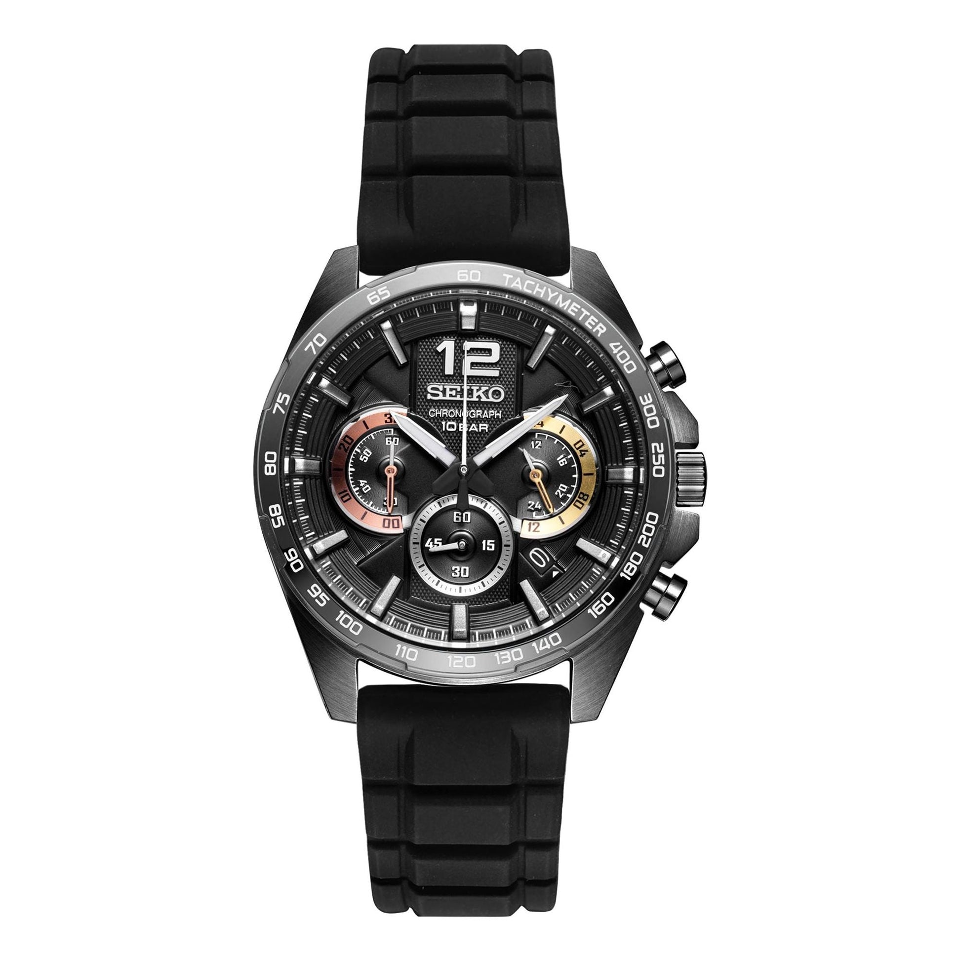 Men's SEIKO Sports waterproof Black Red Yellow SSB349P1