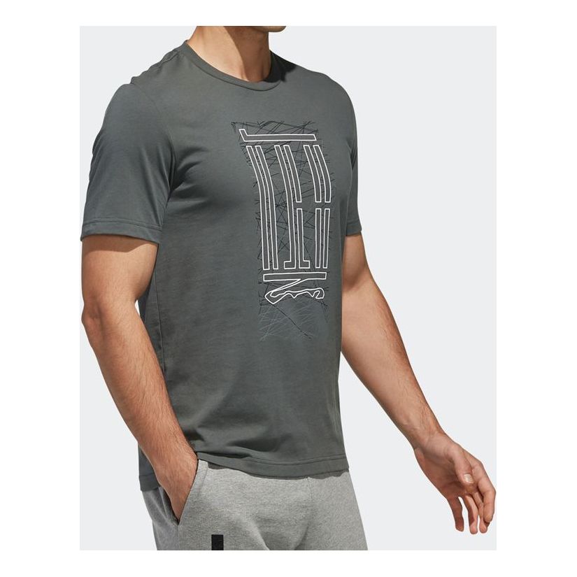 adidas Wj Ss Logo Sports Round Neck Short Sleeve Green DY8746