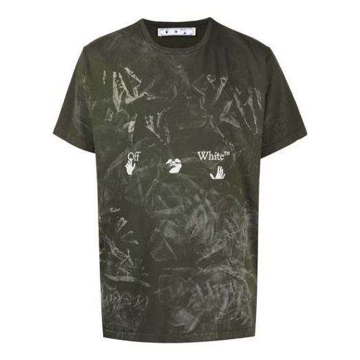 Men's Off-White SS21 Logo Short Sleeve Green T-Shirt OMAA027S21JER0015701