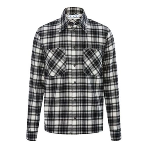 Off-White FW21 Plaid Large Arrow Printing Pattern Long Sleeves Shirt Version Black OMGA133R21FAB0021000-1