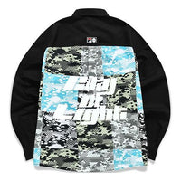 Men's FILA FUSION Contrasting Colors Camouflage Printing Loose Sports Long Sleeves Shirt Black T11M136401F-BK