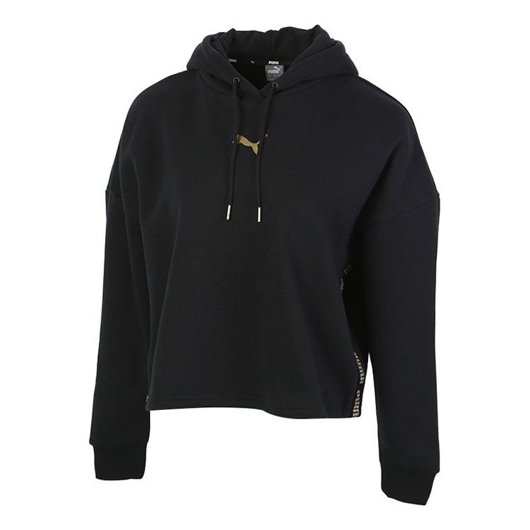 (WMNS) PUMA Metallic Nights Hoodie 'Black Gold' 587148-01