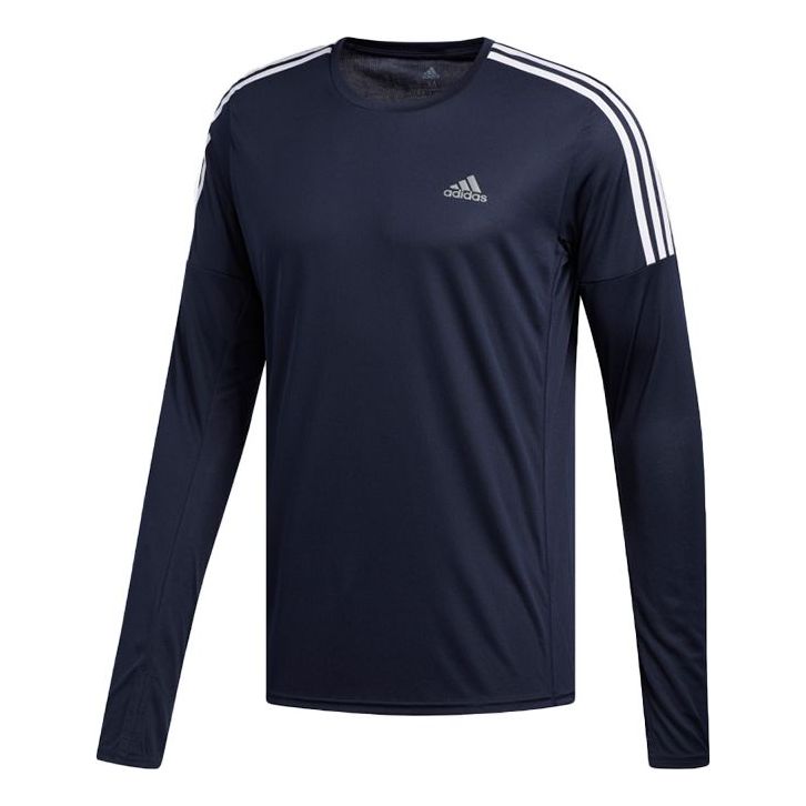 adidas Run 3s Ls M Printing Logo Running Long Sleeves Blue EK2858