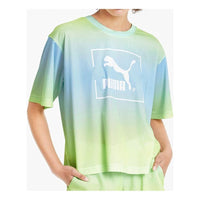 (WMNS) PUMA Gradient Tie Dye Mesh Short Sleeve Sky Blue 598619-18